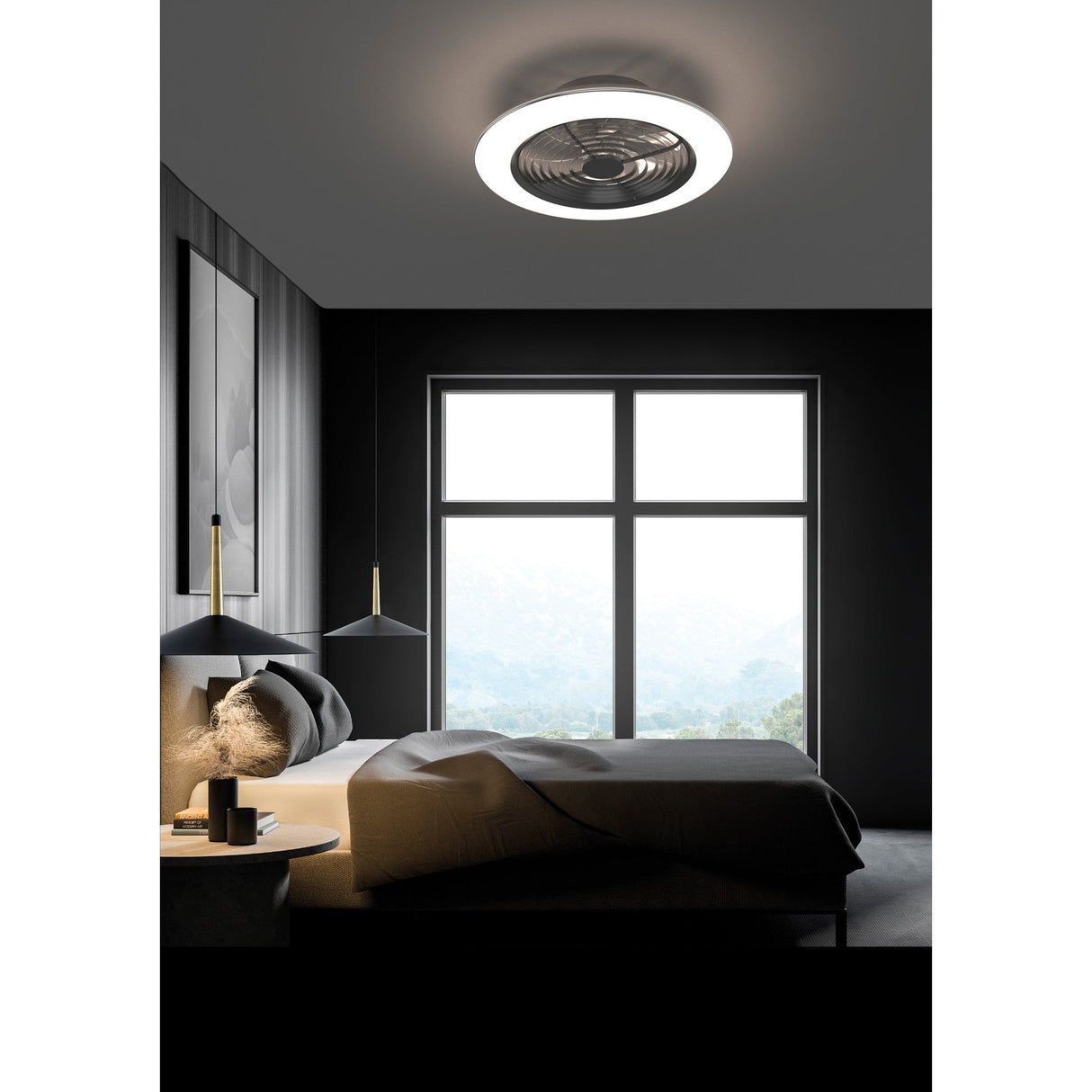 Alisio XL CCT Dimmable LED Ceiling Retractable Fan Light With Remote, APP & Voice Control - Black