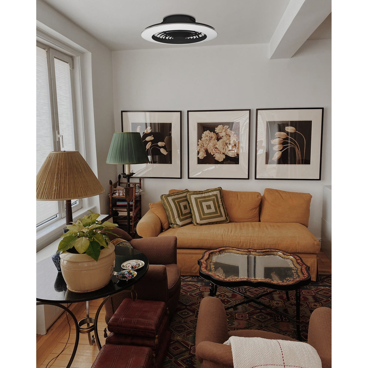 Alisio XL CCT Dimmable LED Ceiling Retractable Fan Light With Remote, APP & Voice Control - Black