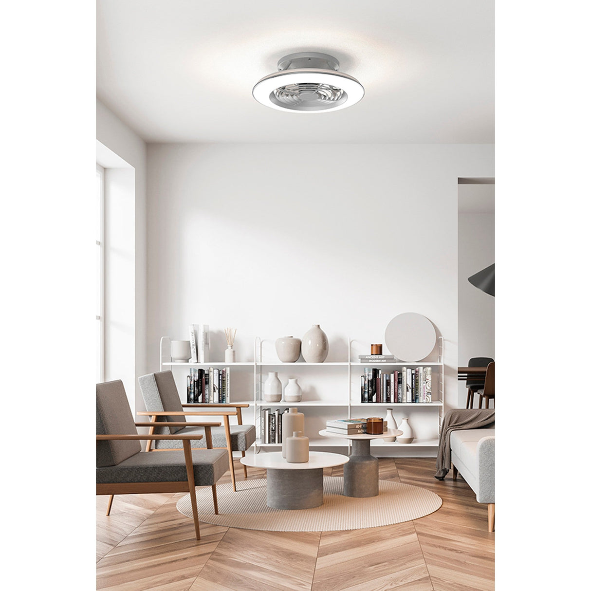 Alisio Mini CCT Dimmable LED Ceiling Retractable Fan Light With Remote Control - Silver