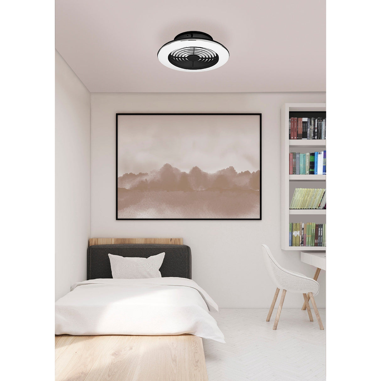 Alisio Mini CCT Dimmable LED Ceiling Retractable Fan Light With Remote Control - Black