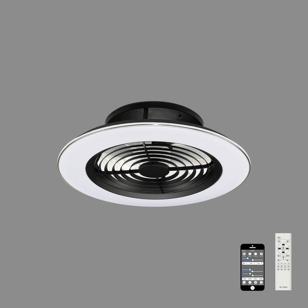 Alisio CCT Dimmable LED Ceiling Retractable Fan Light With Remote & APP Control - Black/White