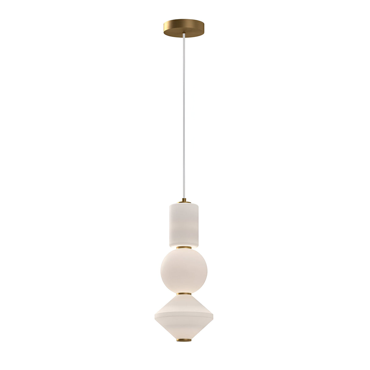 Bijou LED Glass Pendant 20W 3000K - White/Aged Gold
