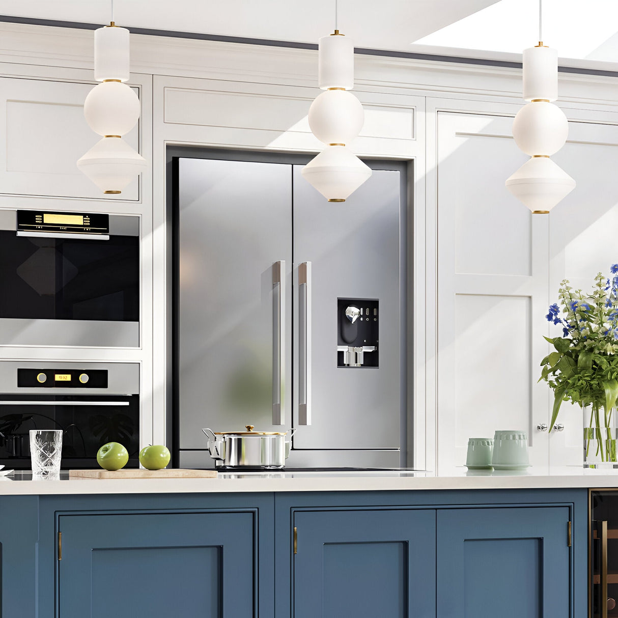 Bijou LED Glass Pendant 20W 3000K - White/Aged Gold