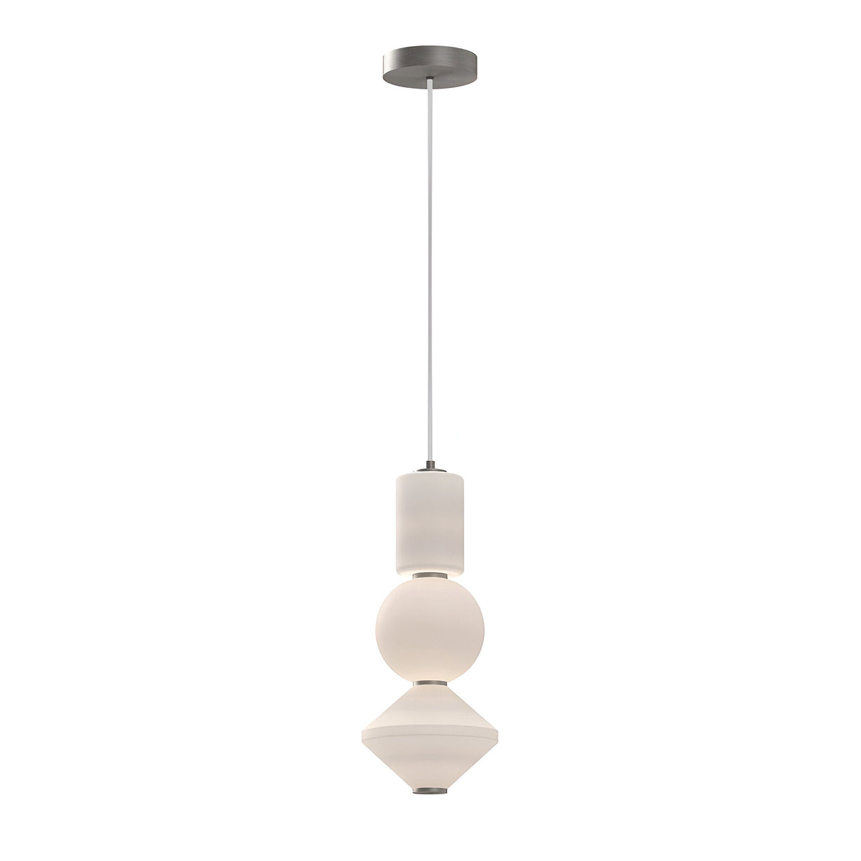 Bijou LED Glass Pendant 20W 3000K - White/Silver