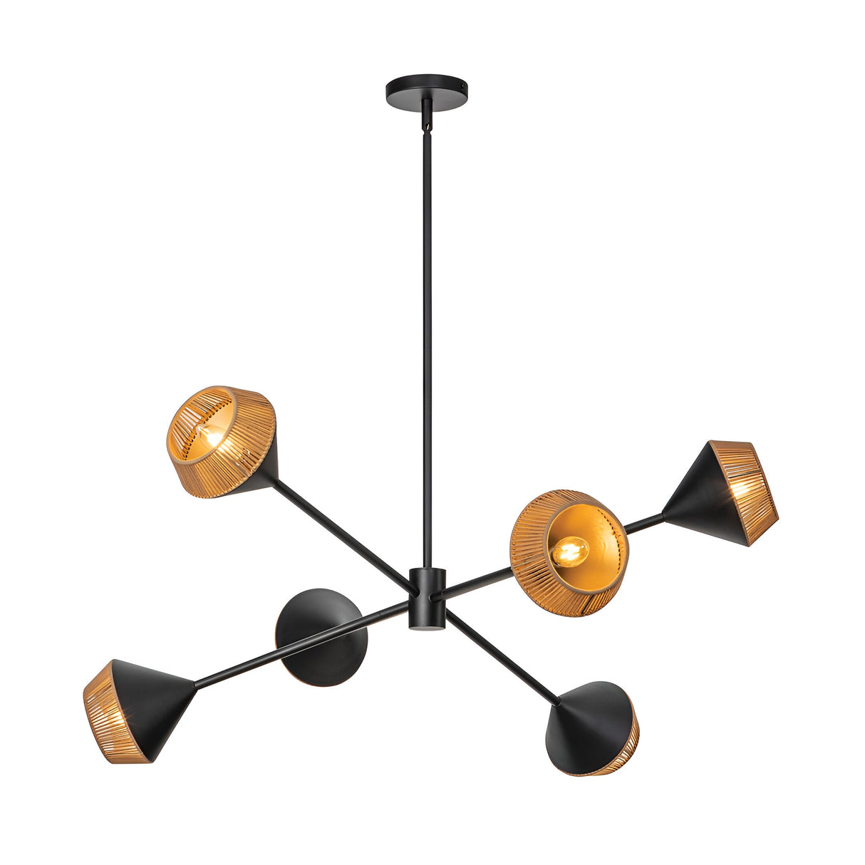 Daphne 6 Light Chandelier - Black/Brass