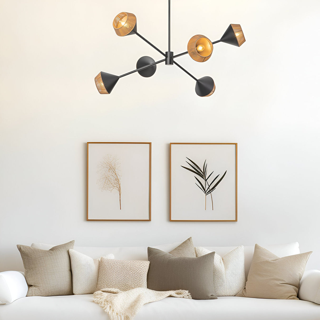 Daphne 6 Light Chandelier - Black/Brass