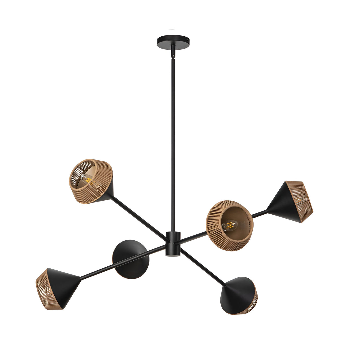Daphne 6 Light Chandelier - Black/Brass