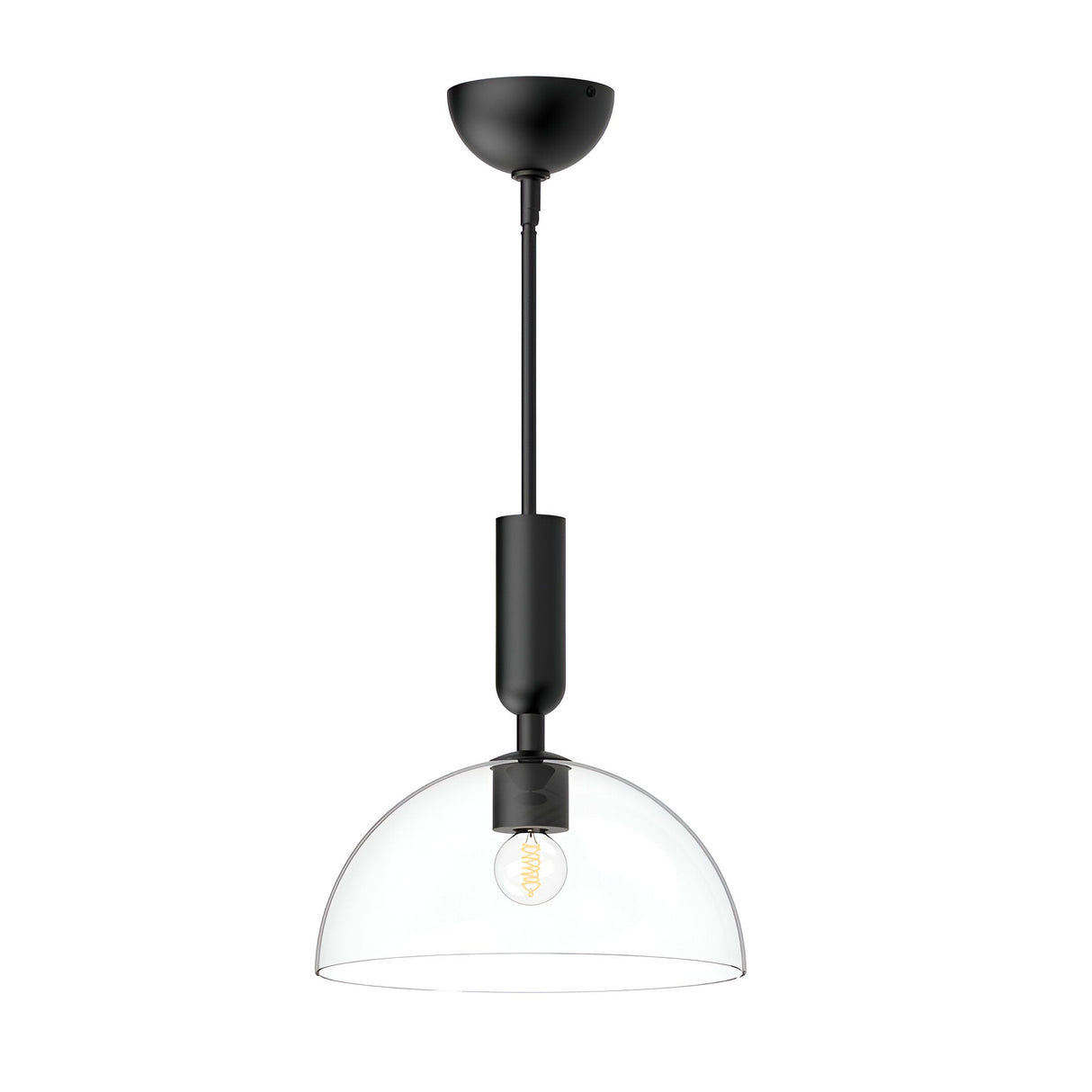 Jude 1 Light Glass Pendant - Matte Black