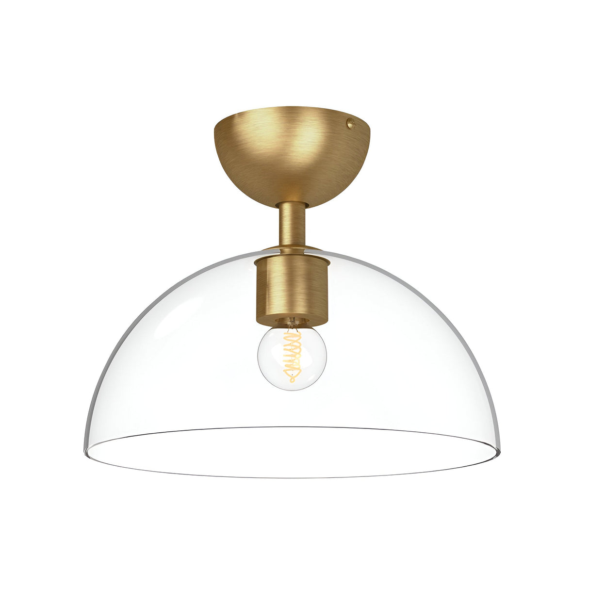 Jude 1 Light Semi Glass Flush Light - Brushed Gold