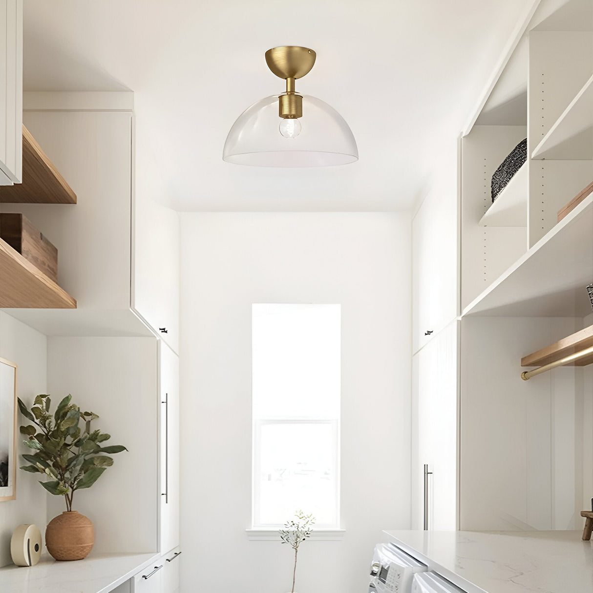 Jude 1 Light Semi Glass Flush Light - Brushed Gold