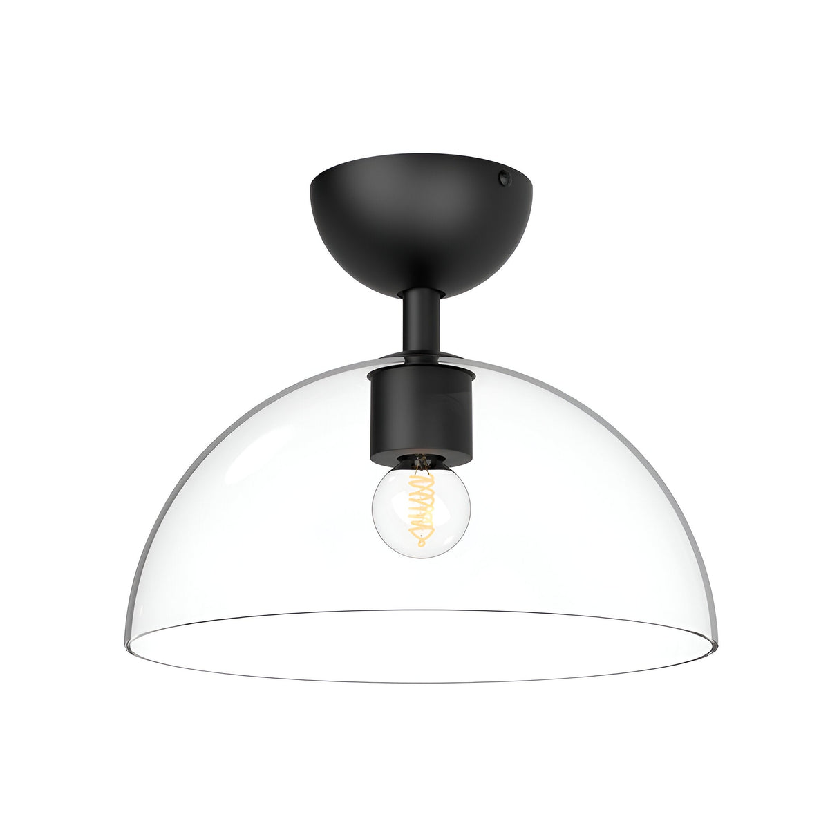 Jude 1 Light Semi Glass Flush Light - Matte Black