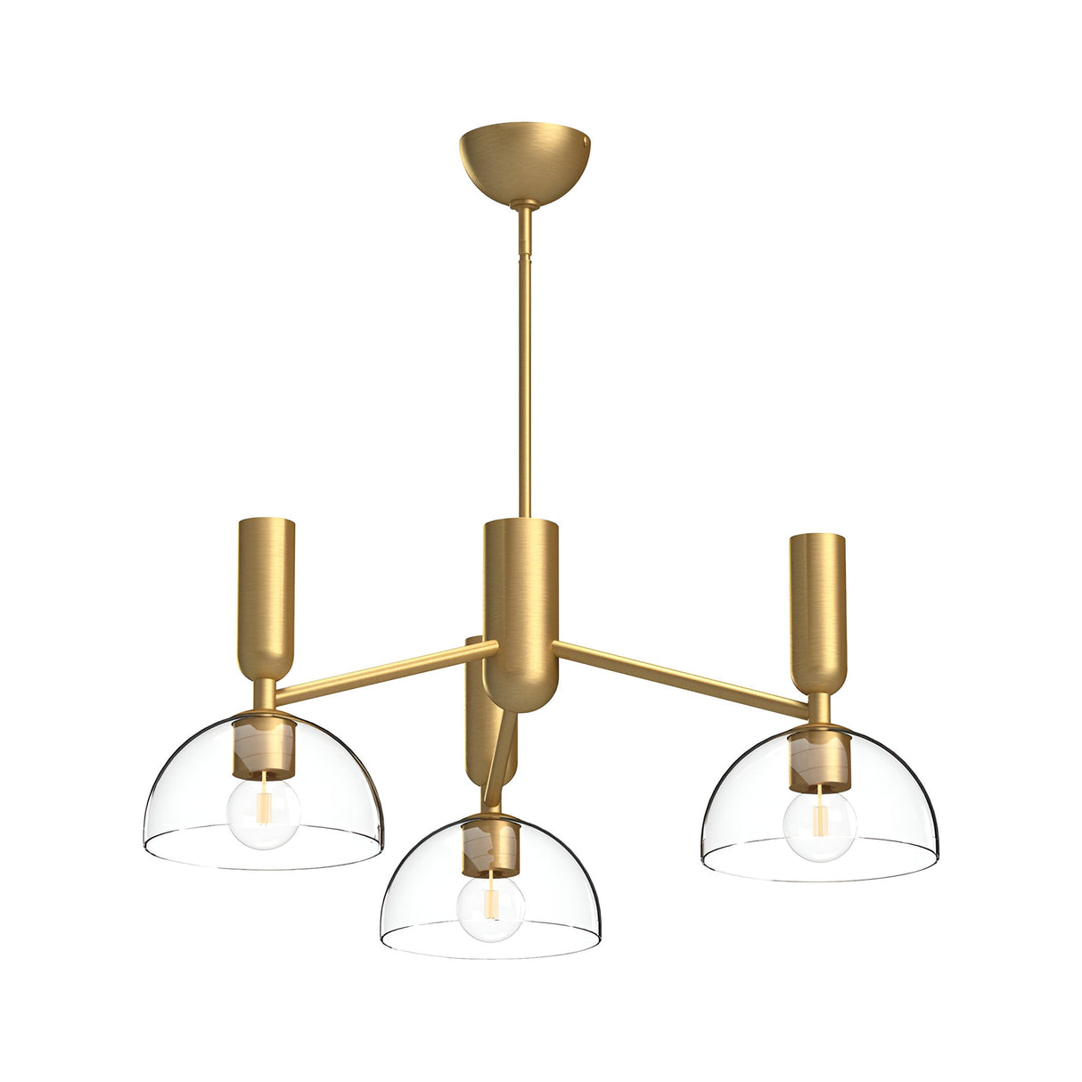 Jude 3 Light Glass Chandelier - Brushed Gold