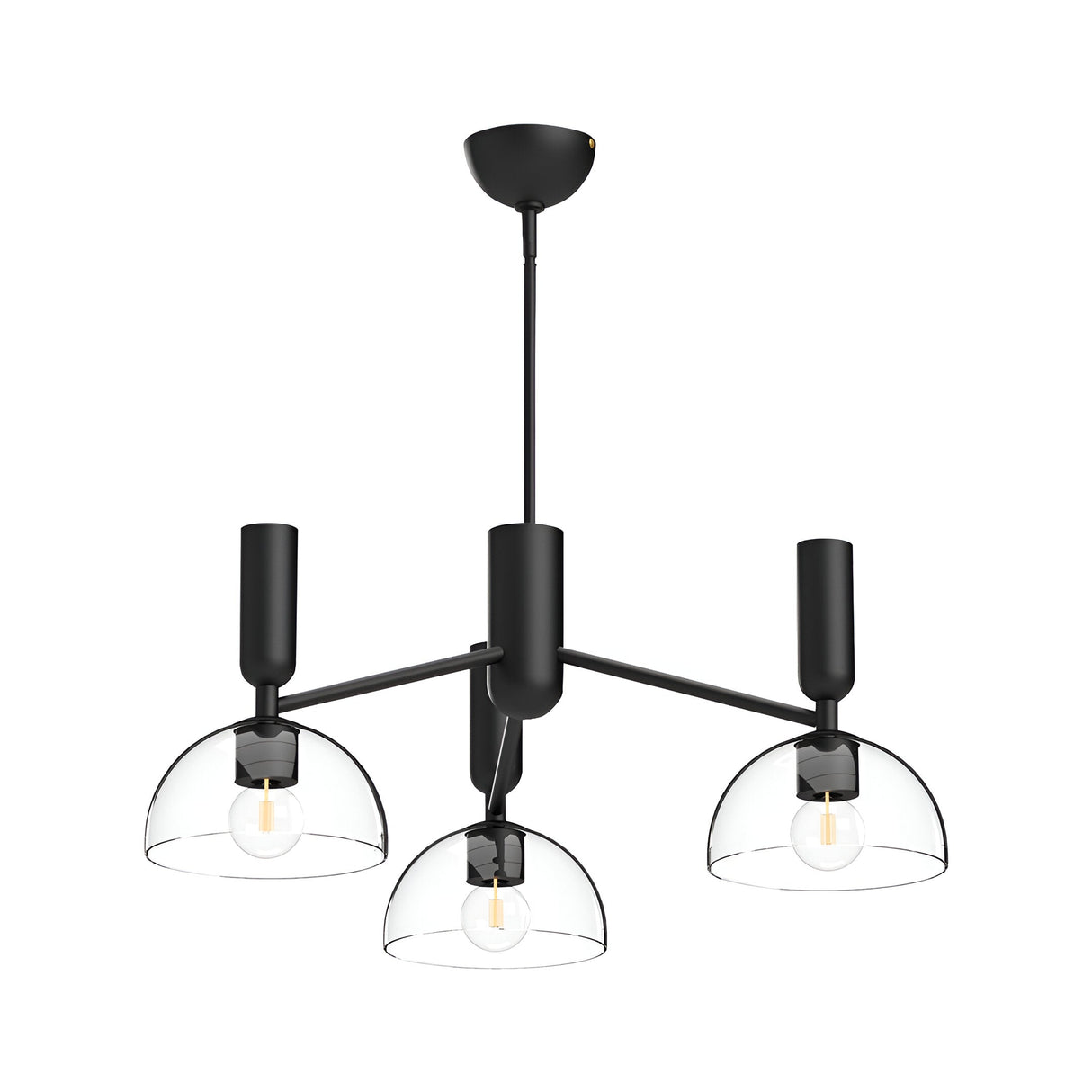 Jude 3 Light Glass Chandelier - Matte Black