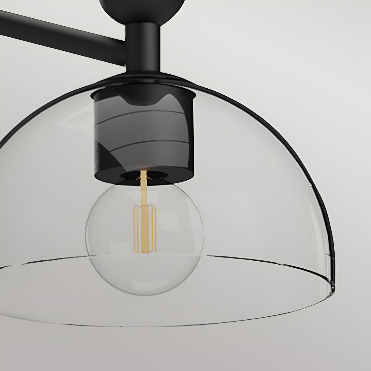 Jude 3 Light Glass Chandelier - Matte Black