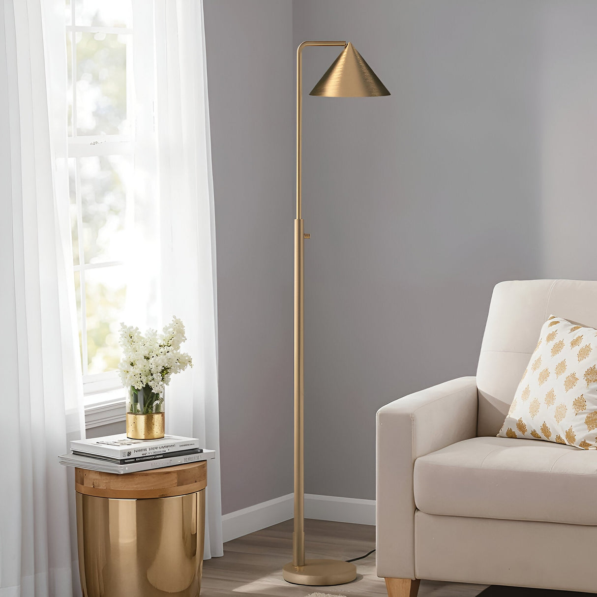 Remyck 1 Light Floor Lamp - Brushed Gold