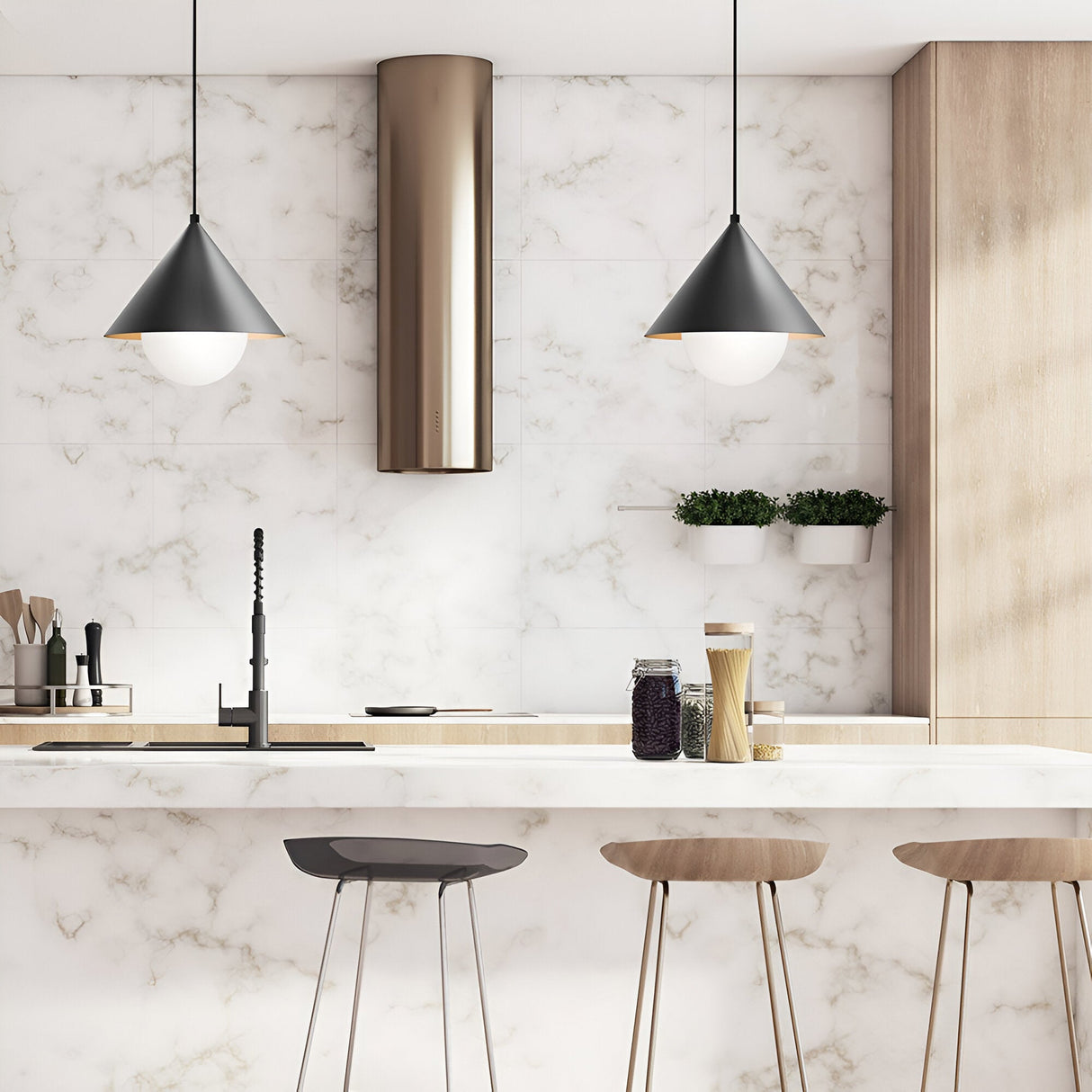 Remyck 1 Light Pendant - Matte Black