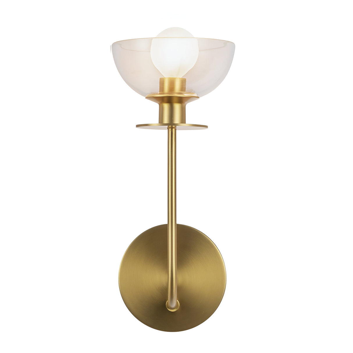 Sylvia 1 Light Glass Wall Light - Brushed Gold