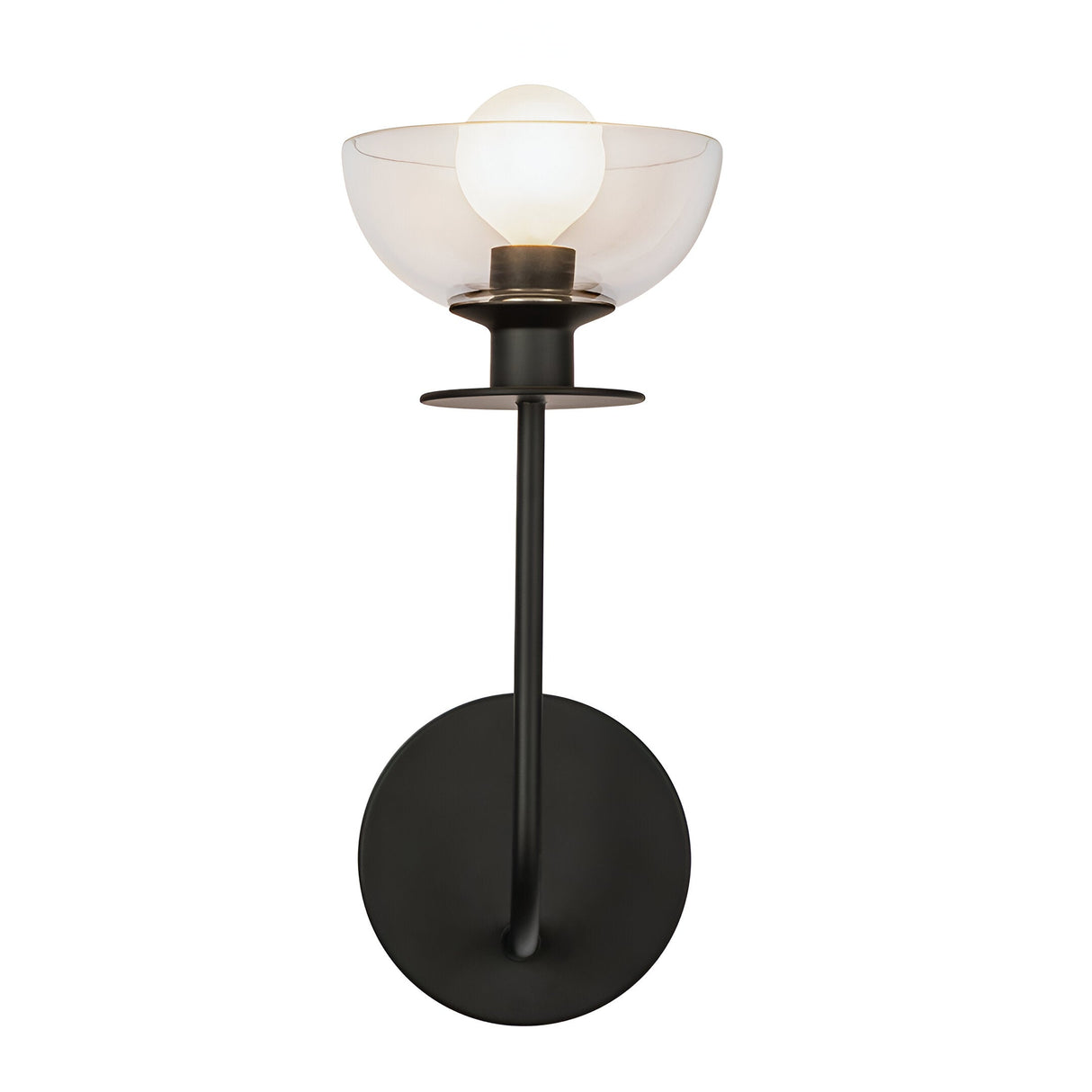 Sylvia 1 Light Glass Wall Light - Matte Black