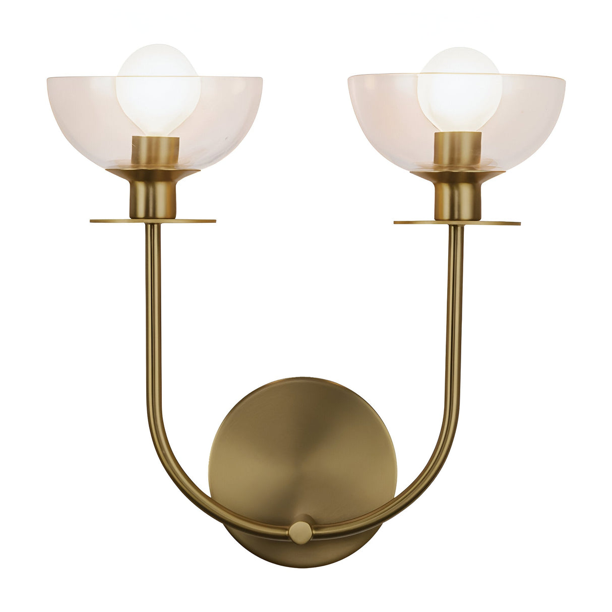 Sylvia 2 Light Glass Wall Light - Brushed Gold