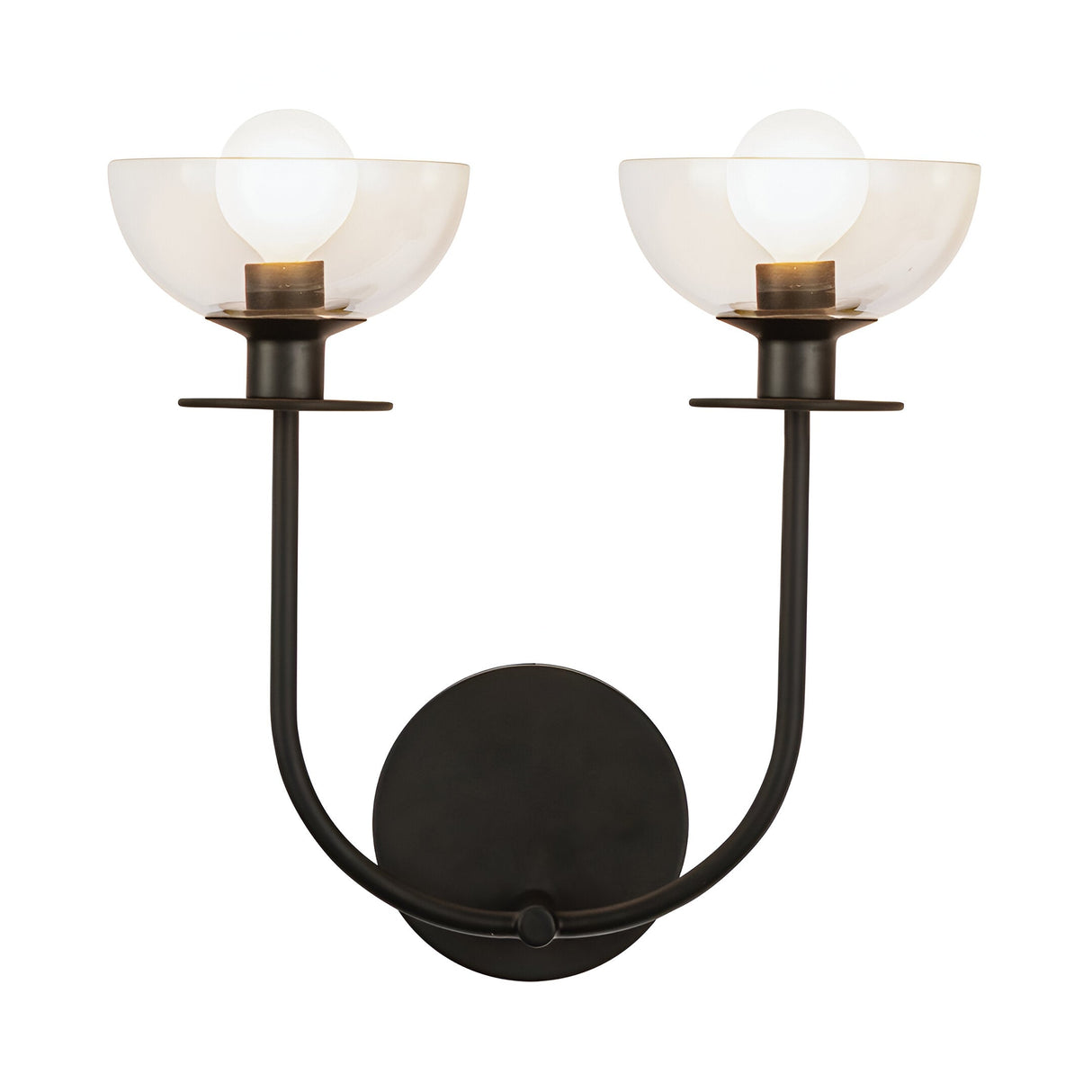 Sylvia 2 Light Glass Wall Light - Matte Black
