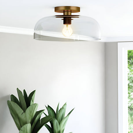 Sylvia 1 Light Glass Semi Flush - Brushed Gold
