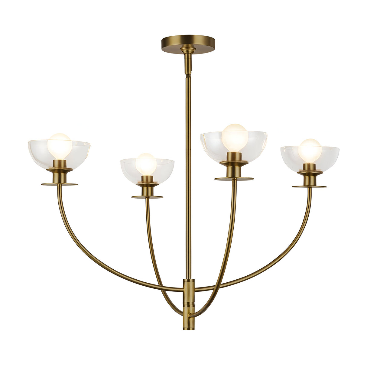 Sylvia 4 Light Glass Chandelier - Brushed Gold