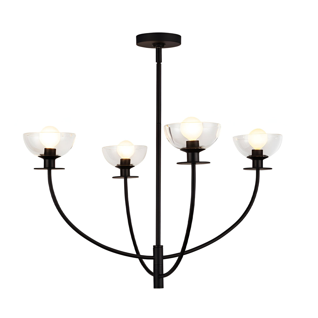 Sylvia 4 Light Glass Chandelier - Matte Black