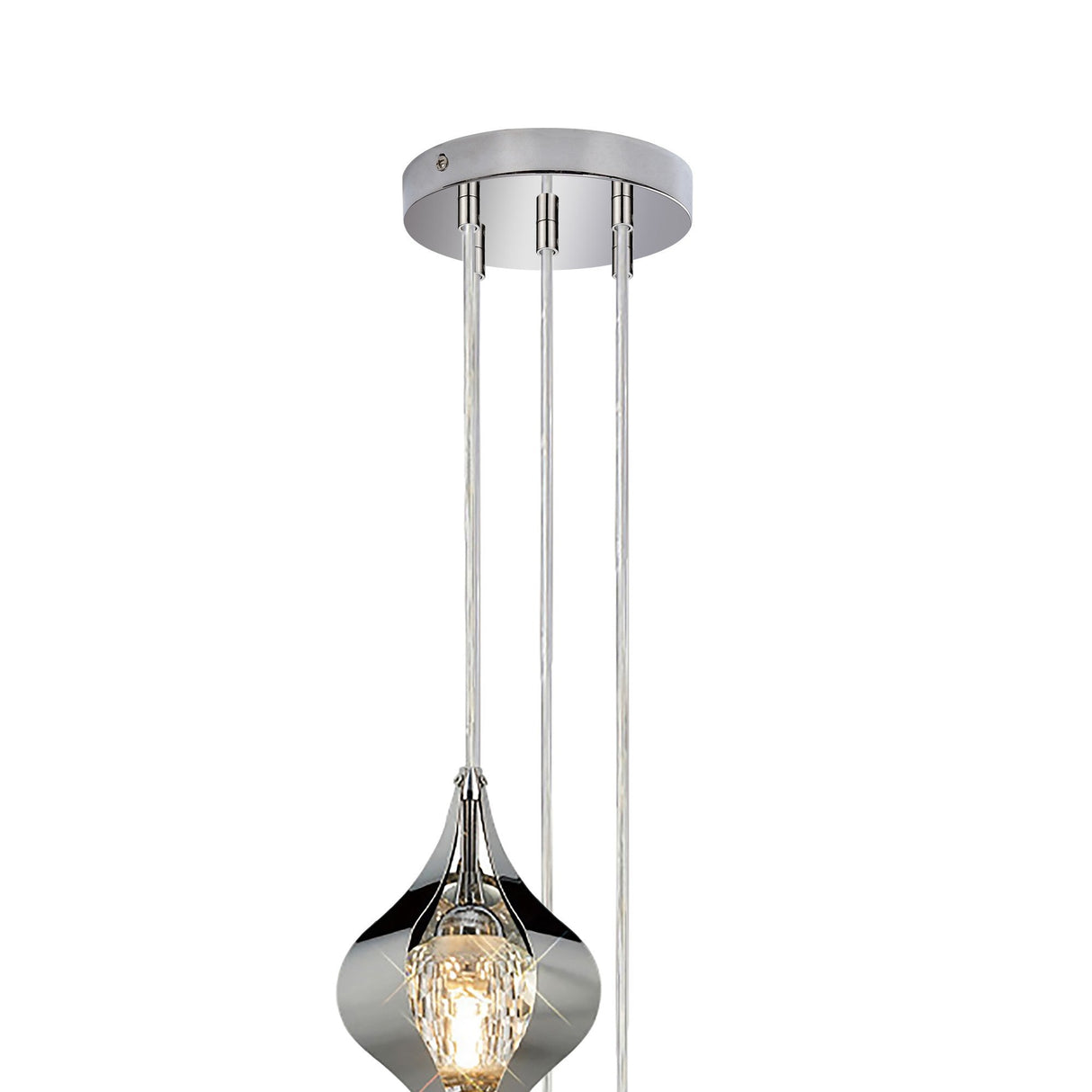 Amano Small 5 Light Crystal Cluster Pendant Light - Polished Chrome