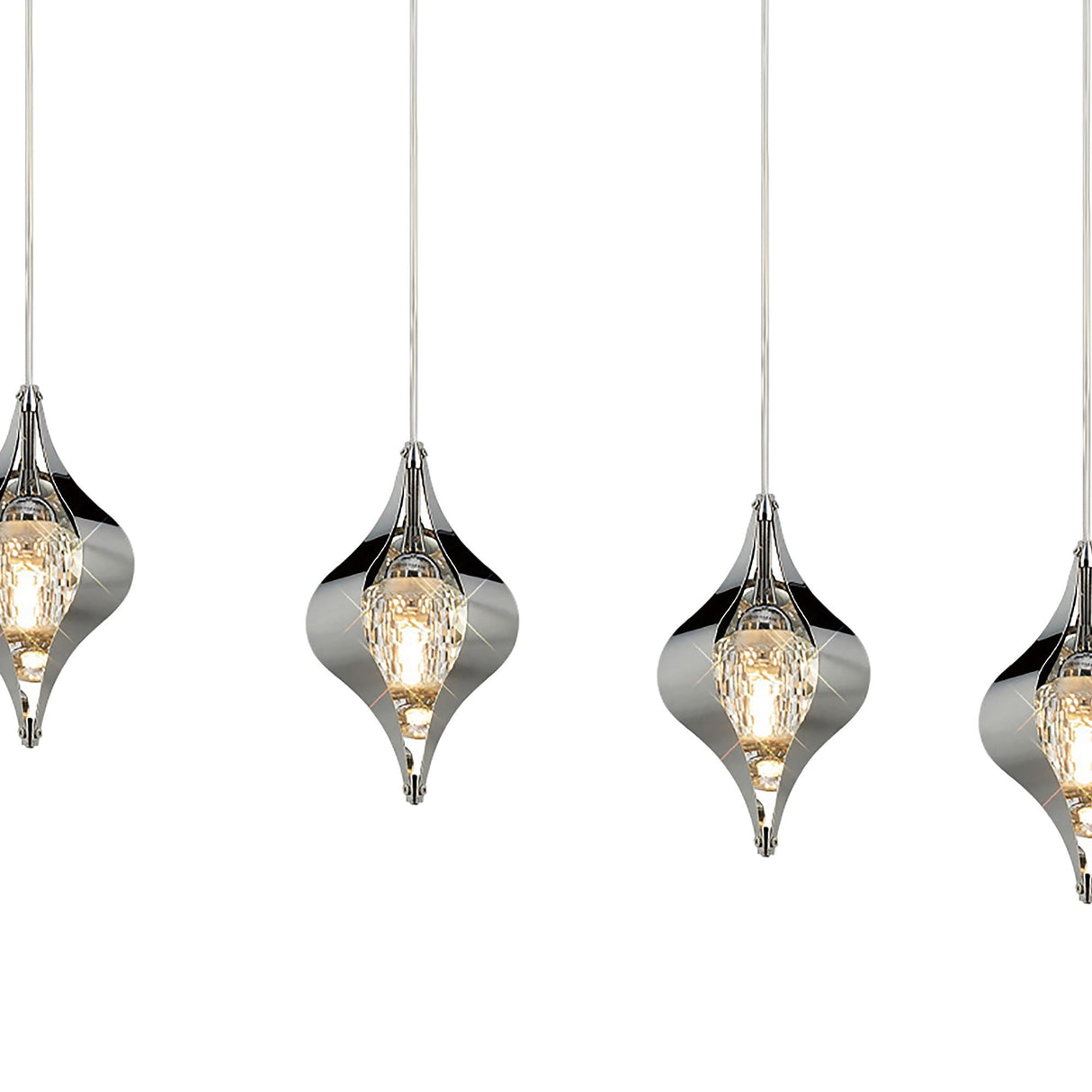 Amano 7 Light Crystal Bar Pendant Light - Polished Chrome