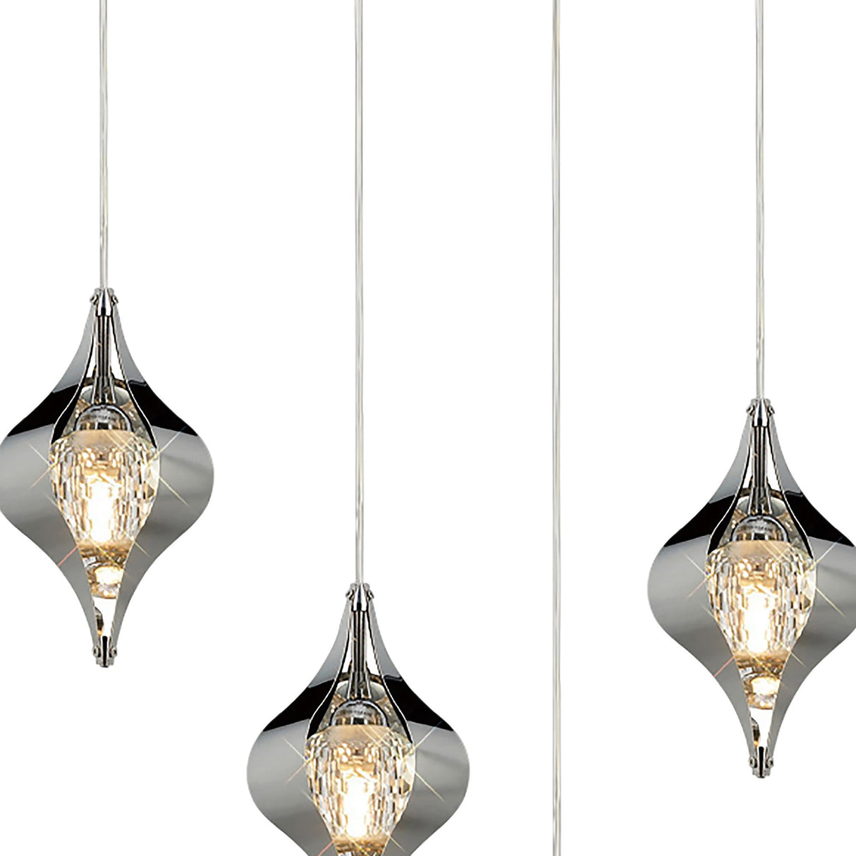 Amano Small 5 Light Crystal Bar Pendant Light - Polished Chrome