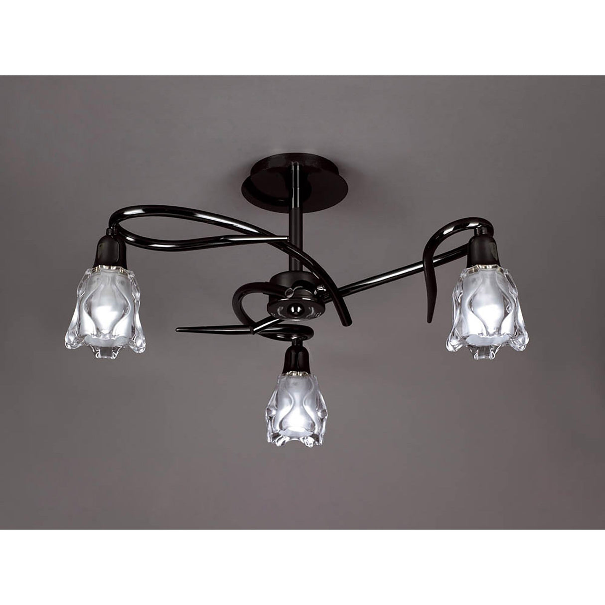 Amel 3 Light Semi-Flush Ceiling Light - Black Chrome