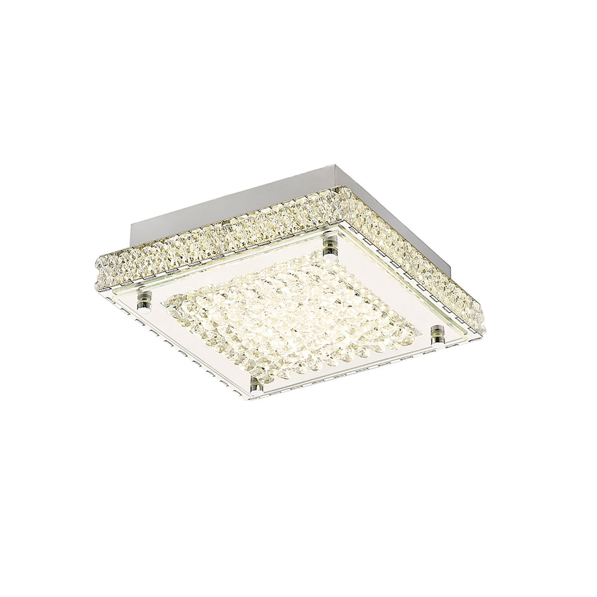 Amelia LED Crystal Flush Ceiling Light 4200K 12W - Polished Chrome