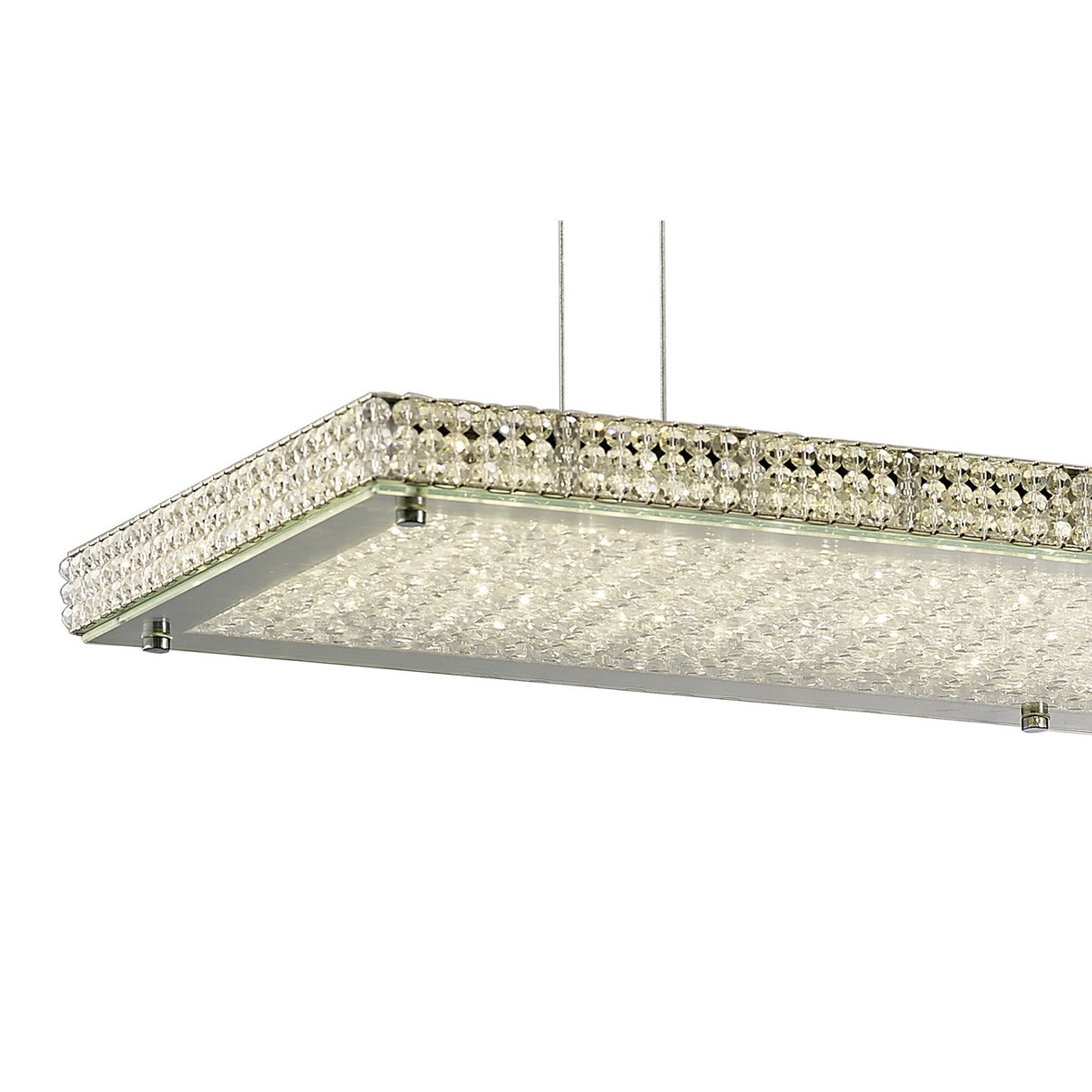 Amelia LED Crystal Linear Suspension Light With Remote - Chrome