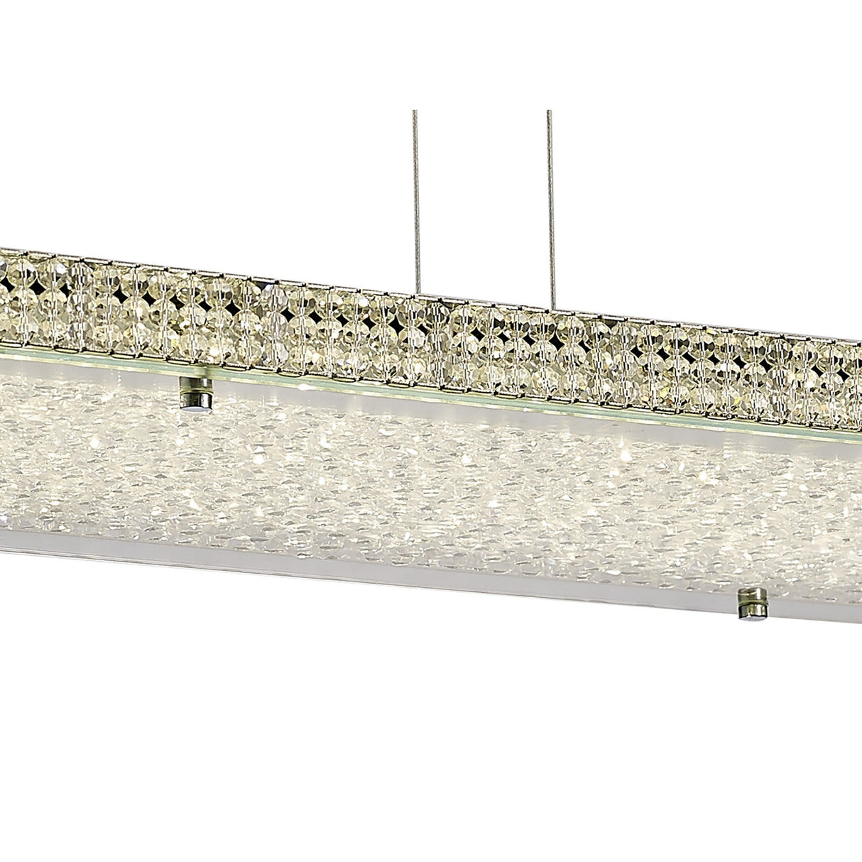 Amelia LED Crystal Linear Suspension Light With Remote - Chrome