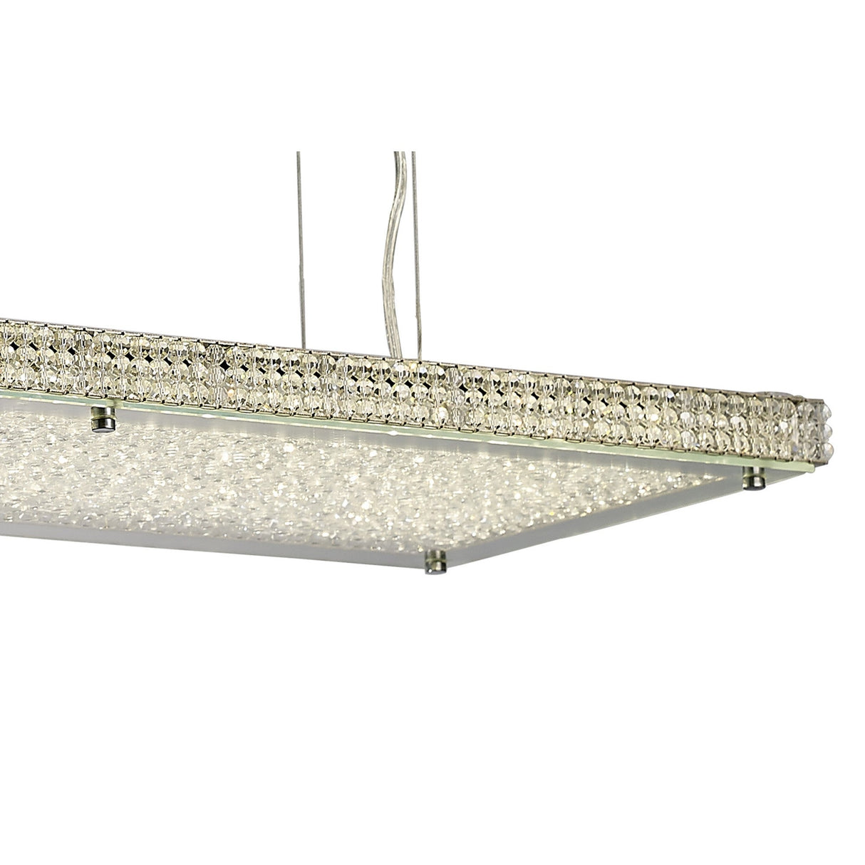 Amelia LED Crystal Linear Suspension Light With Remote - Chrome