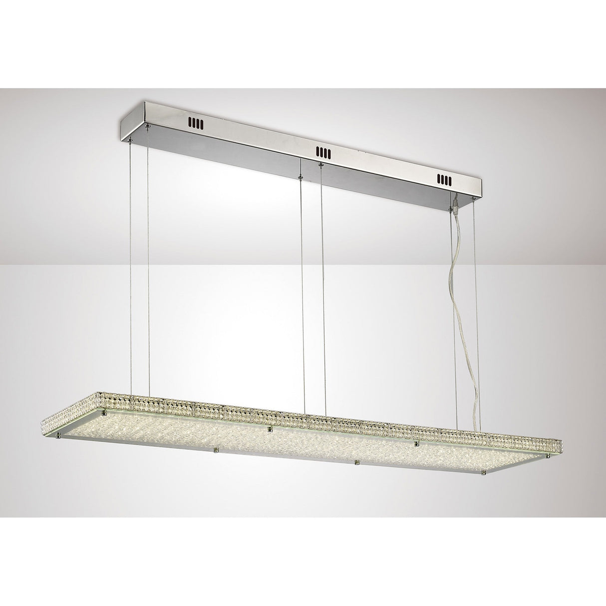 Amelia LED Crystal Linear Suspension Light With Remote - Chrome