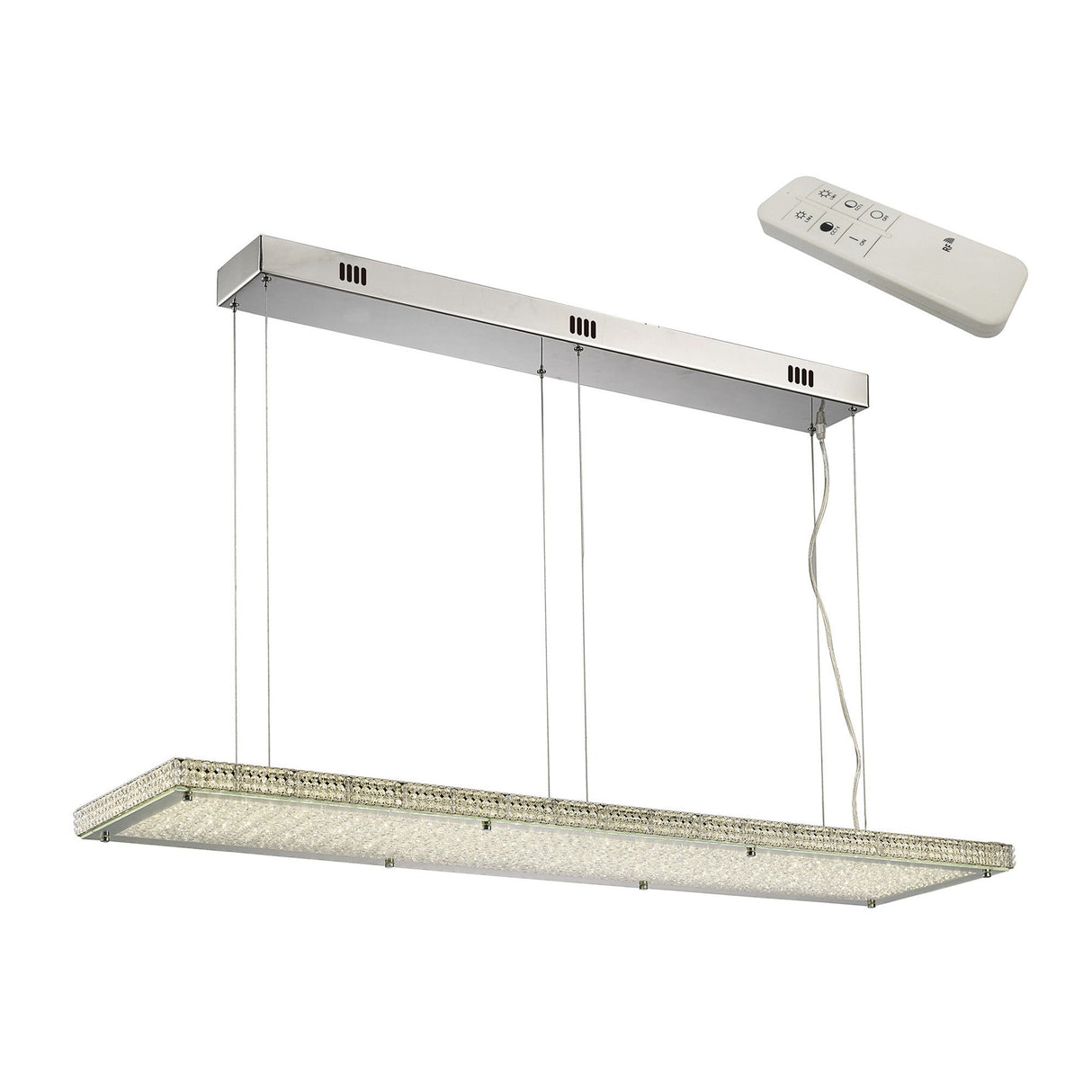 Amelia LED Crystal Linear Suspension Light With Remote - Chrome