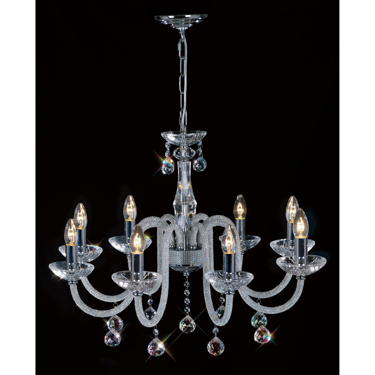 Amora 72cm 8 Light Crystal Chandelier - Polished Chrome