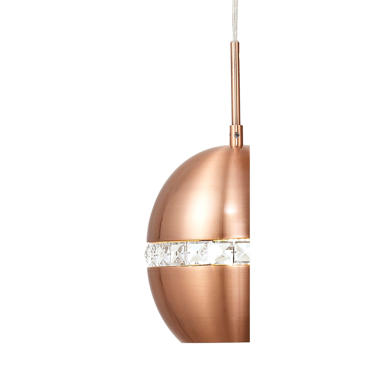 Andrea 3 Light Round Crystal Cluster Pendant Light - Satin Copper