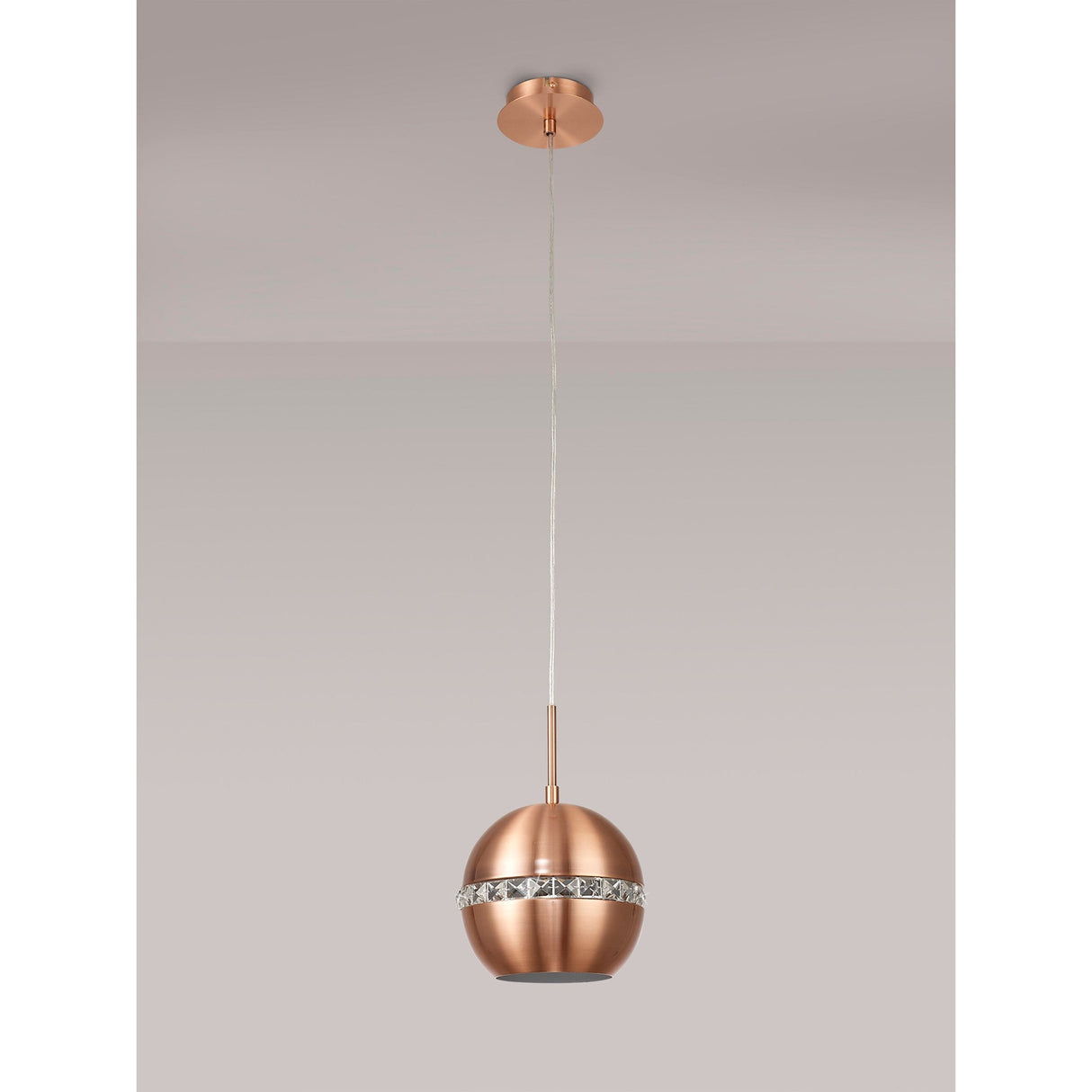 Andrea 19cm 1 Light Crystal Pendant Light - Satin Copper