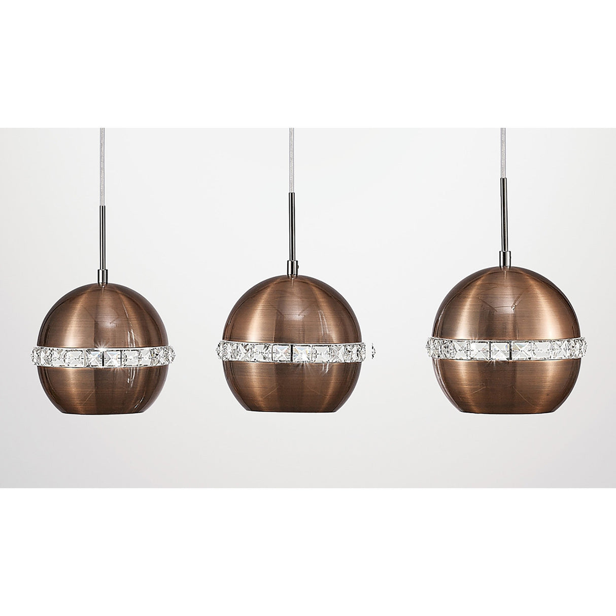 Andrea 3 Light Crystal Bar Pendant Light - Satin Copper