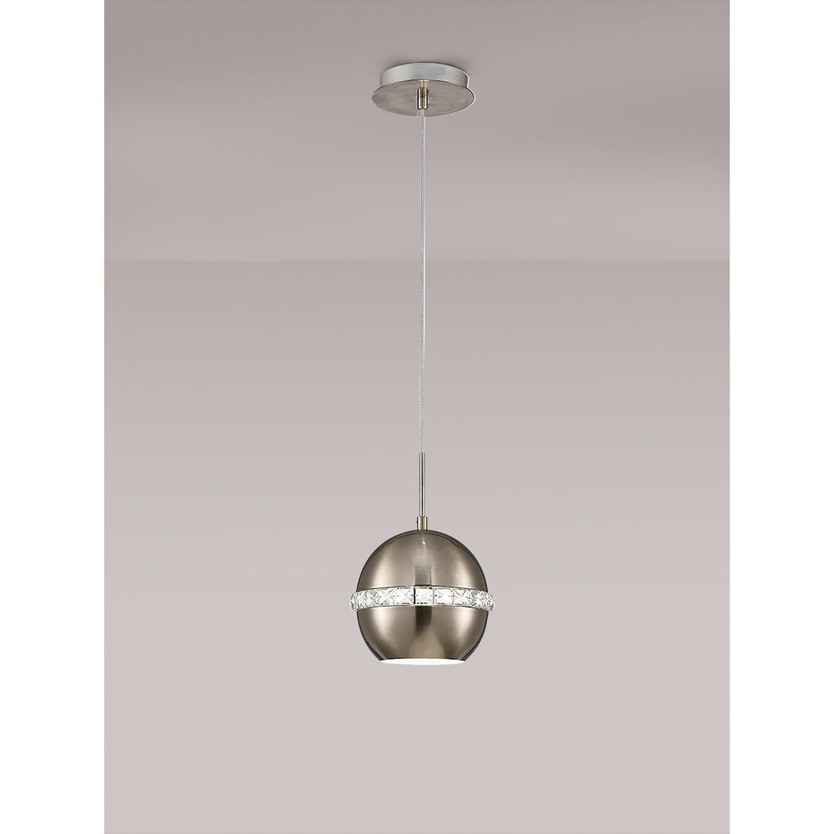 Andrea 19cm 1 Light Crystal Pendant Light - Satin Nickel