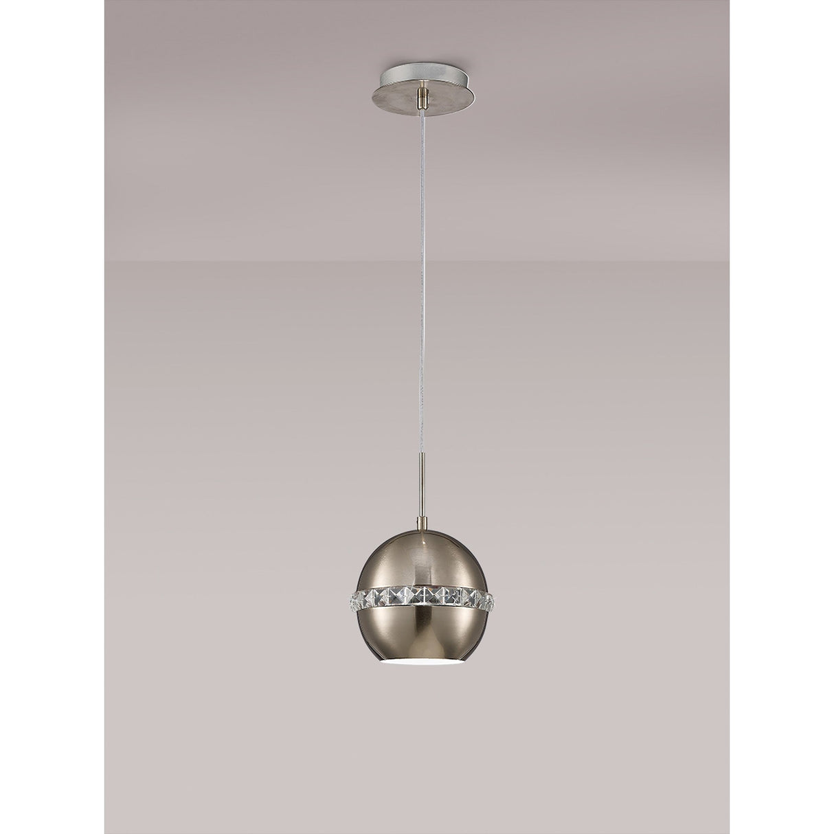 Andrea 19cm 1 Light Crystal Pendant Light - Satin Nickel