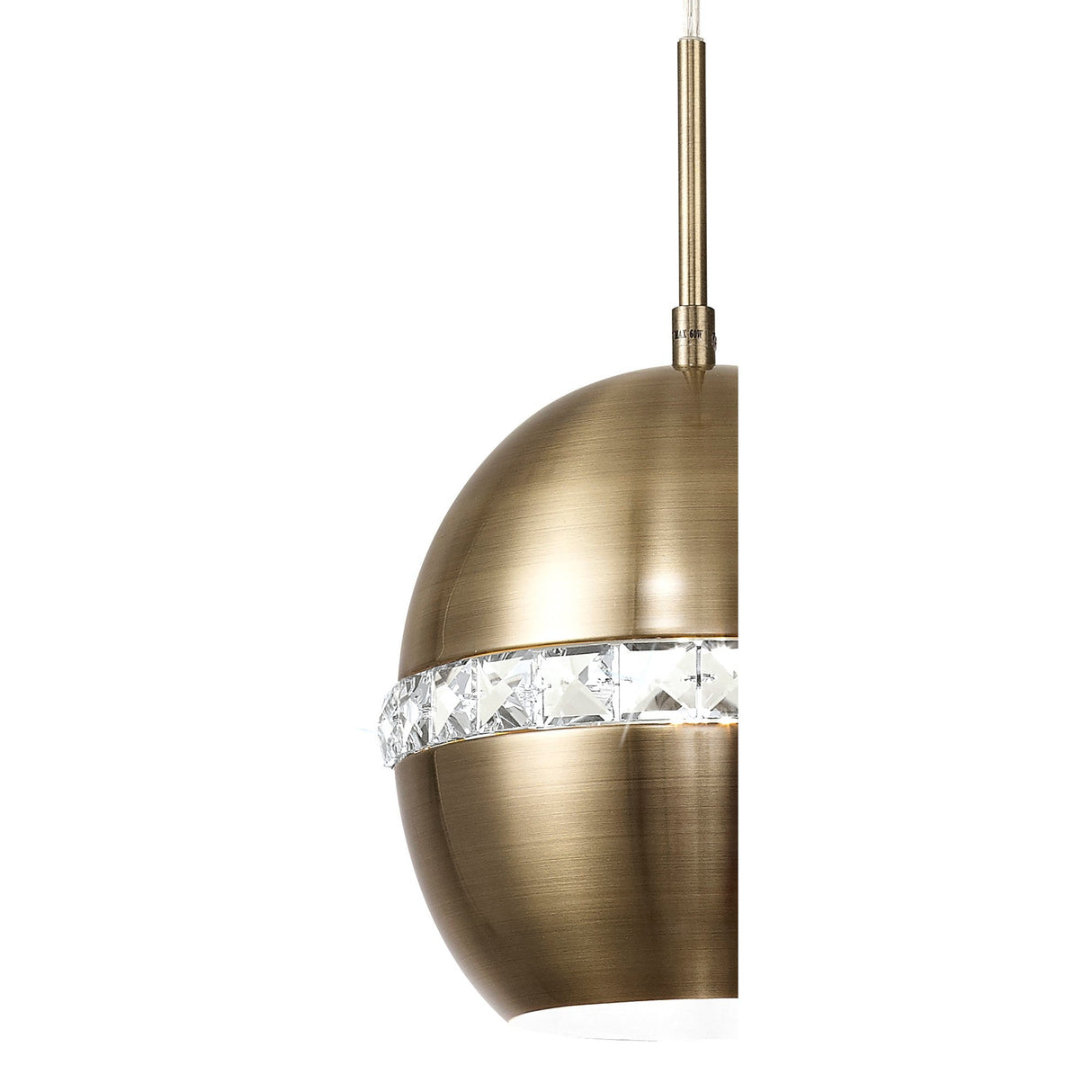 Andrea 19cm 1 Light Crystal Pendant Light - Antique Brass