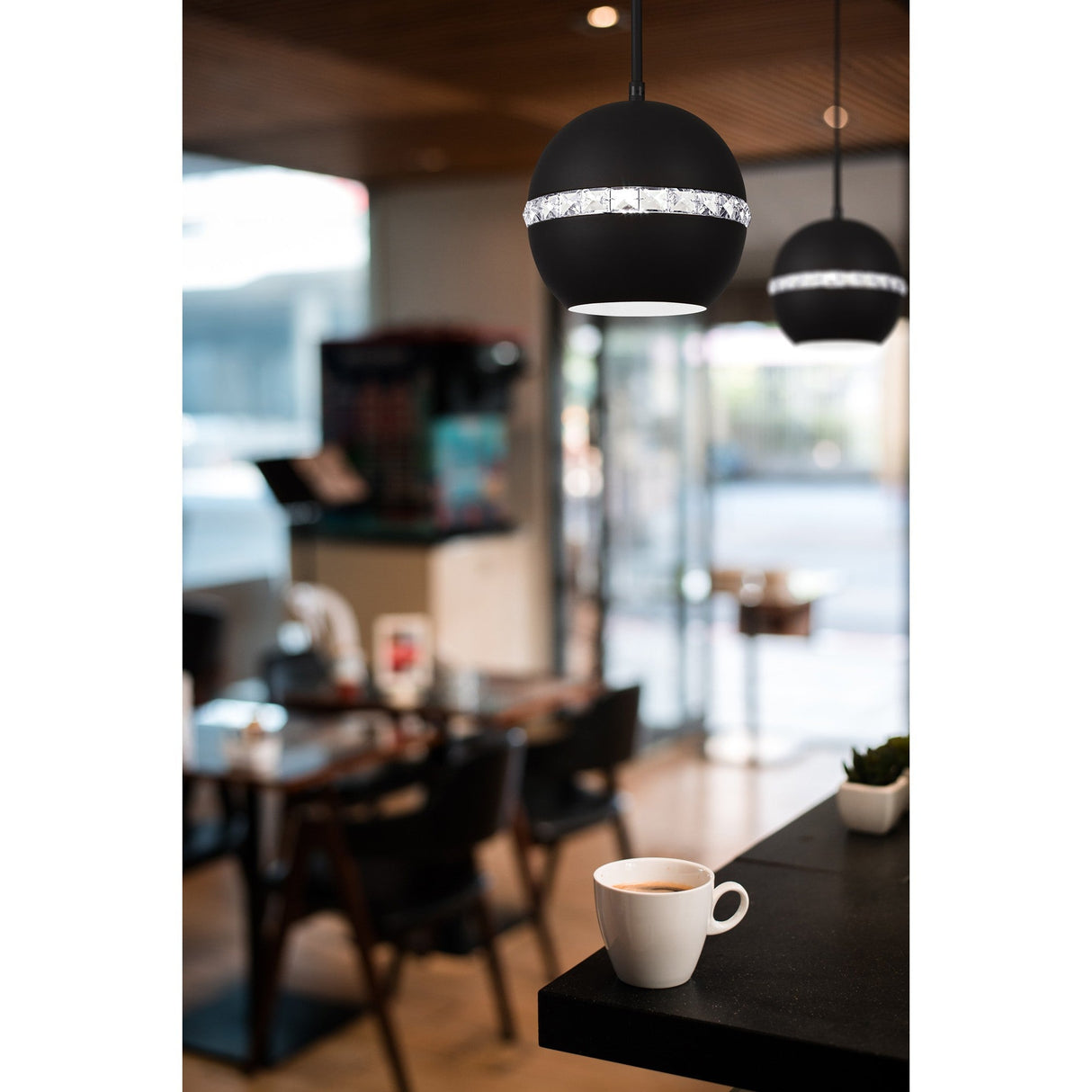 Andrea 19cm 1 Light Crystal Pendant Light - Graphite