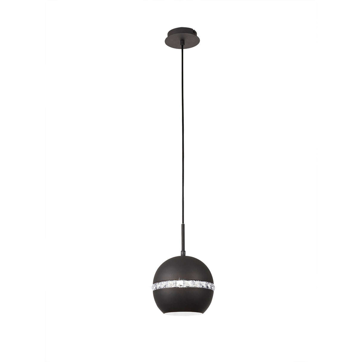 Andrea 19cm 1 Light Crystal Pendant Light - Graphite