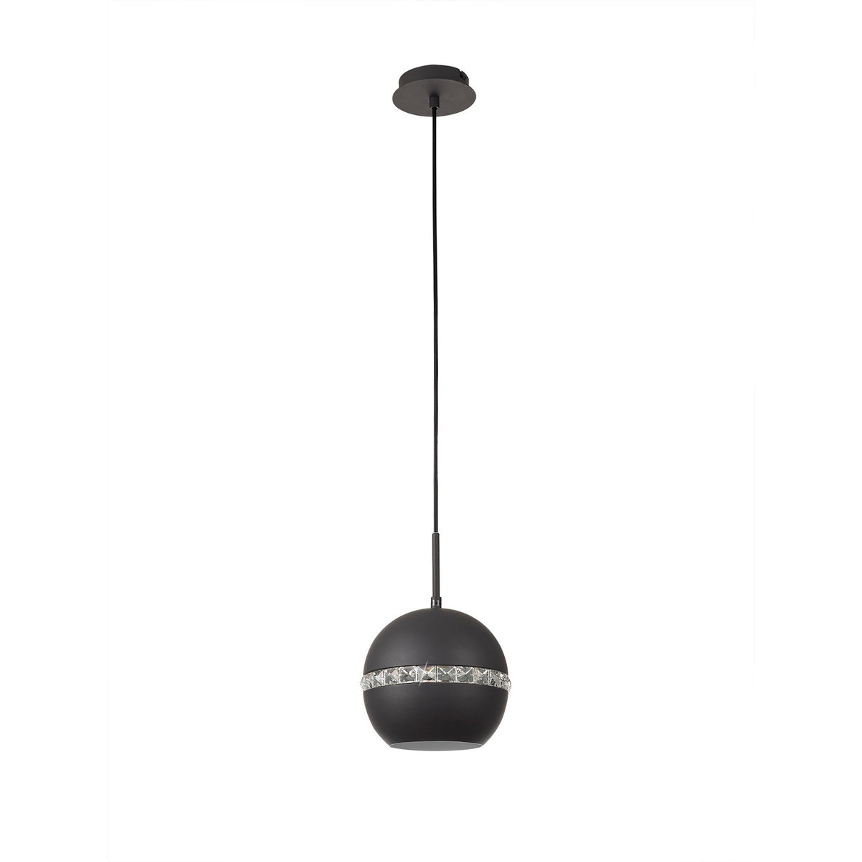 Andrea 19cm 1 Light Crystal Pendant Light - Graphite