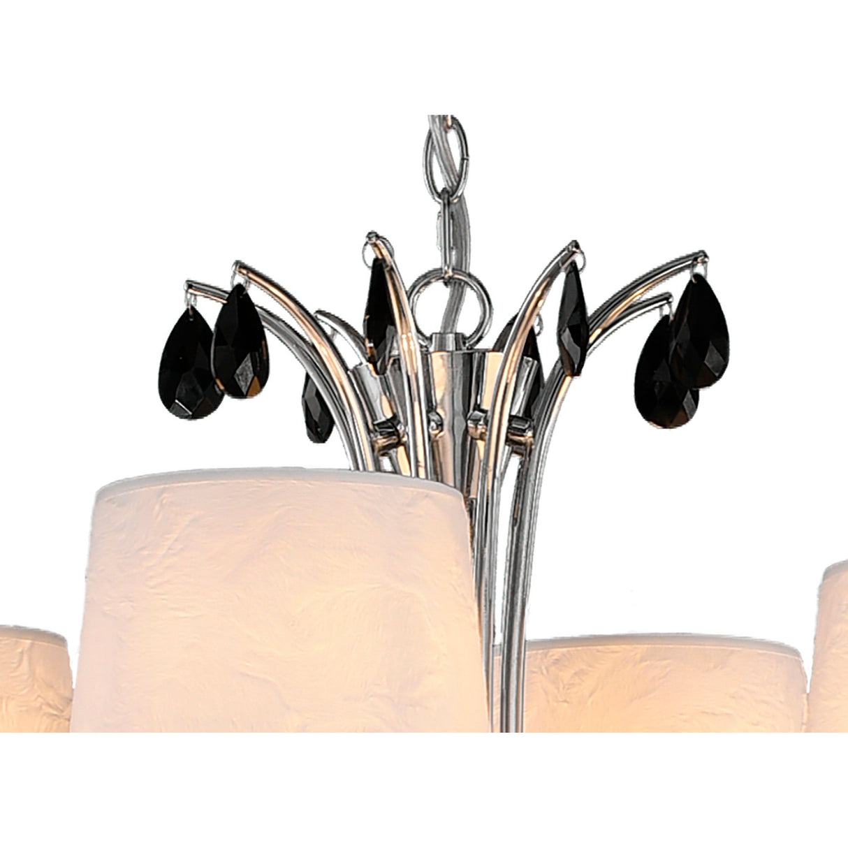 Andrea 100cm 12 Light Chandelier - Polished Chrome With White Shades