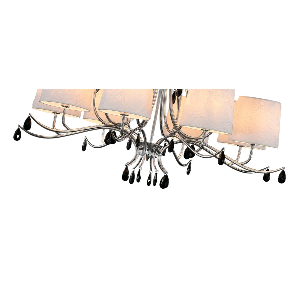 Andrea 100cm 12 Light Chandelier - Polished Chrome With White Shades