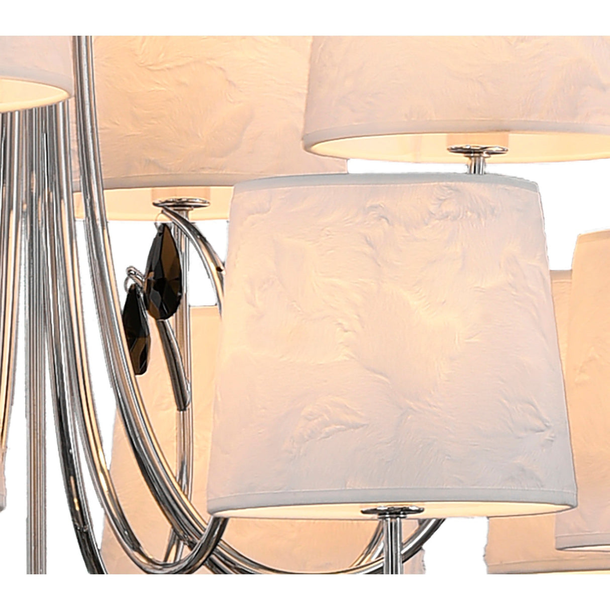 Andrea 100cm 12 Light Chandelier - Polished Chrome With White Shades